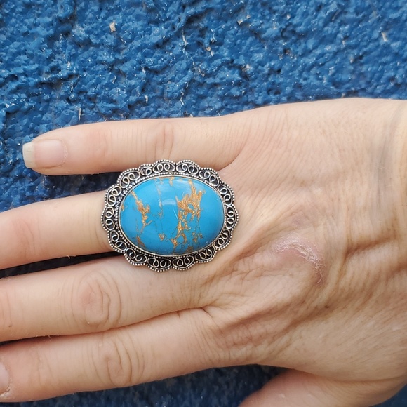 New Copper Turquoise 925 Silver Ring. - Picture 14 of 16
